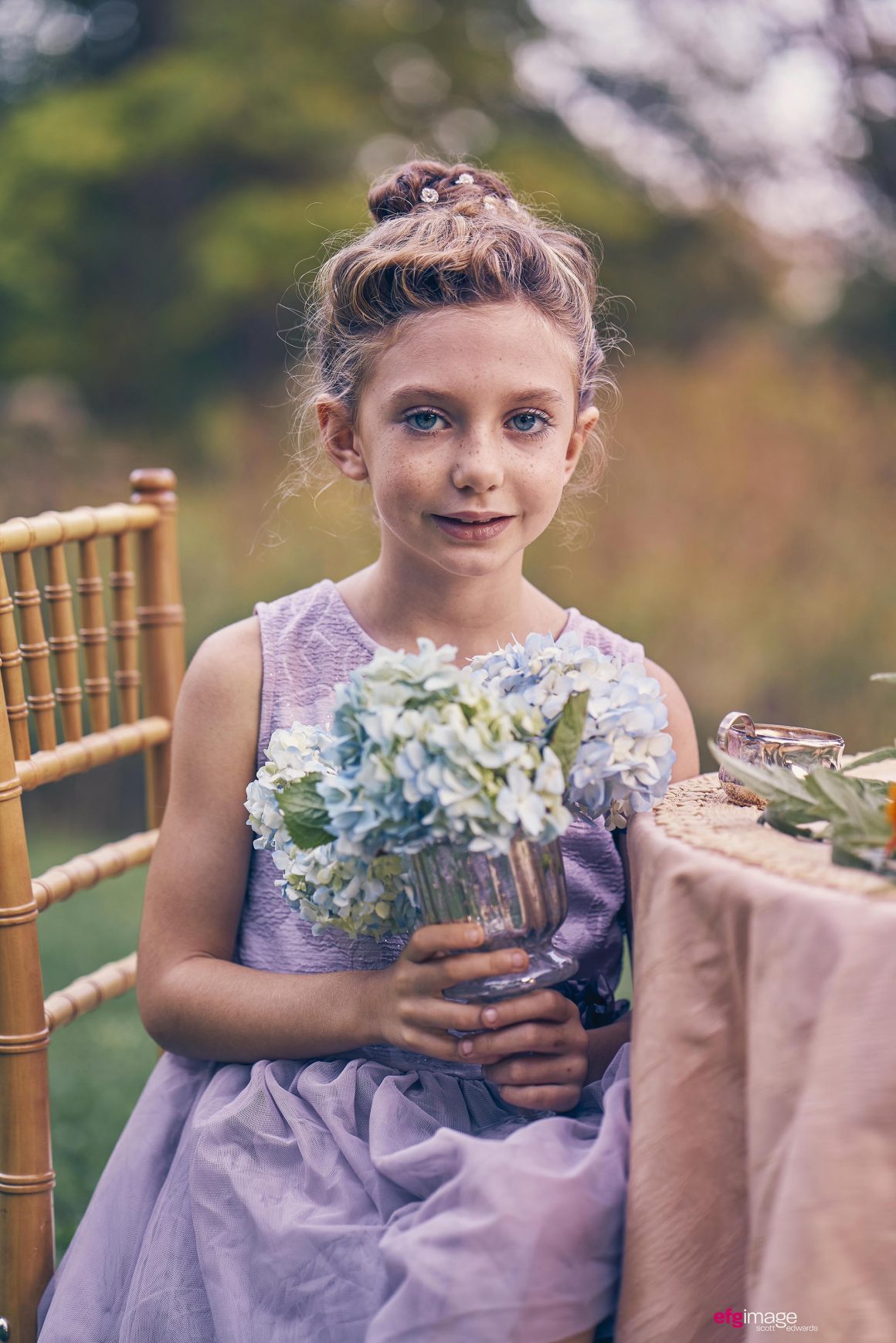 beautiful young girl with flowers